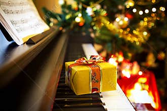 Christmas gift on piano