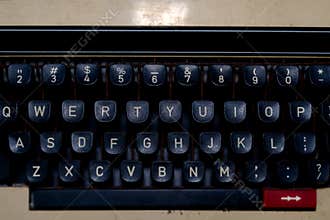 Vintage Manual Typewriter Keyboard Close-up Retro QWERTY Keys on Old Mechanical Writing Machine