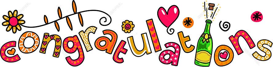 Congratulations Doodle Text Expression