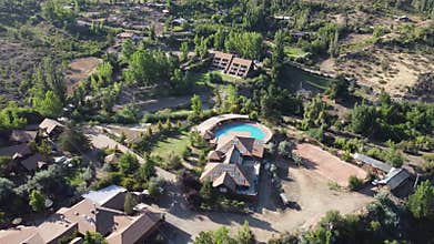 Luxurious hotel with a swimming pool in the Andes Mountains