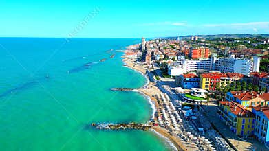 Aerial truck left shot of Porto Recanati