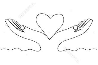 Continuous one line art love shape minimalist isolate abstract outline illustration