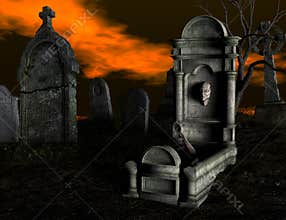 Spooky cemetery.