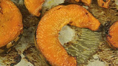 Close Up Turning Baked Pumpkin