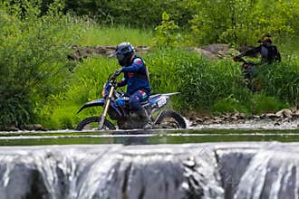 Poland Sucha Beskidzka May 31, 2026 1:48 PM. Yamaha WR during the rally - crossing the river