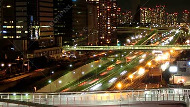 Timelapse of rapid night transportation in Tokyo.