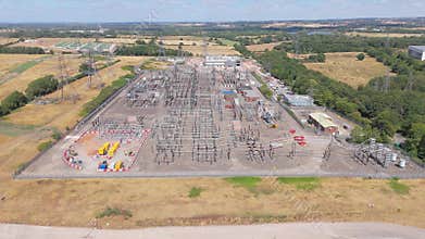 Drone pullback of a large electrical substation
