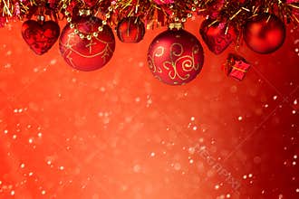 Christmas holiday red dreamy background with decorations