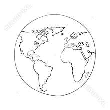 Sketch globe world map black vector illustration