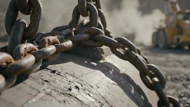Heavy Duty Wrecking Ball and Chains at Construction Site
