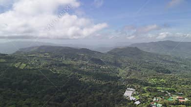 Views of mountains and forests in a green landscape