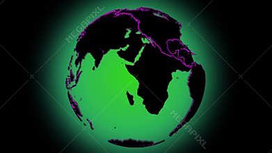 Loopable rotating earth planet globe with with red lined boarder