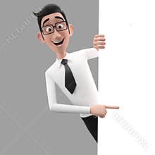 3d funny character, cartoon sympathetic looking business man