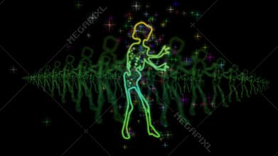 VJ Neon Dancing female skeletons