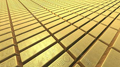 Endless stacks of gold bars Bricks