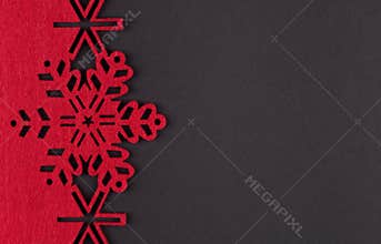 Unusual design christmas background with red snowflakes and copy space