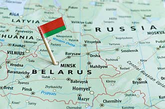 Belarus map flag pin