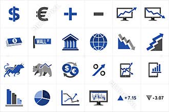 Stock market finance icon set