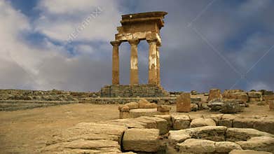 Ancient Greek Temple of the Dioscuri (V-VI century BC), Valley of the Temples, Agrigento, Sicily