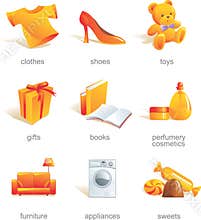 Icon set. Shopping items