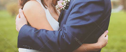 Wedding abstract couple bride and groom embracing