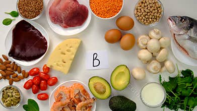 Foods that contain B vitamins. Selective focus.