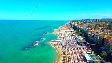 Aerial push-in shot from Porto Recanati