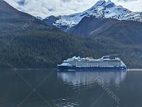Endicott Arm Alaska 2026.05.25. - Celebrity Edge passing by in front of a natural Alaskan landscape