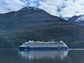 Endicott Arm Alaska 2026.05.25. - Celebrity Edge passing by in front of a natural Alaskan landscape