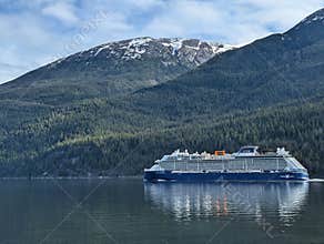 Endicott Arm Alaska 2026.05.25. - Celebrity Edge passing by in front of a natural Alaskan landscape