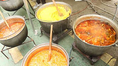 Cauldrons with traditional dishes