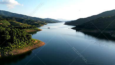 Natural scenery of lakes where mountains and rivers meet,Generative AI