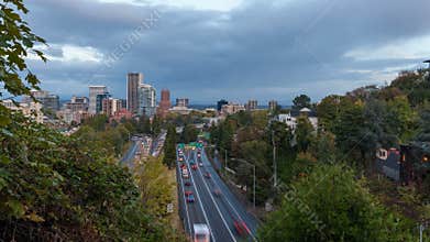 Timelapse Movie of Highway 26 Busy Traffic into Downtown Portland Oregon 1080p
