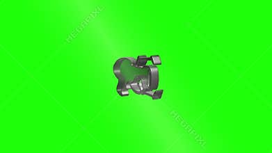 Futuristic ray gun transforming on green screen background