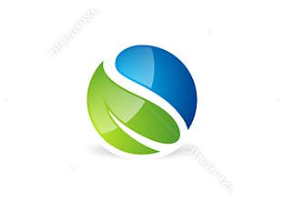 leaf, waterdrop, logo, circle, plant, spring, nature landscape symbol, global nature, letter s icon