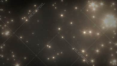 Golden Stars and Snow Falling from the Sky at Night