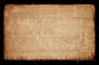 Egyptian sings on the wall, grunge