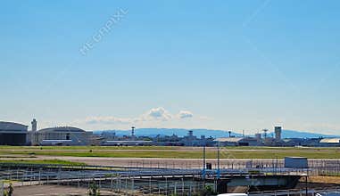 The ramp and runway of Nagoya airport