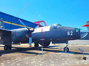 Retired multi-engine aircraft on display