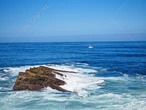 Landscape of the coast over the sea and cliffs of the Basque Country