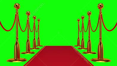 Animation of golden rope barrier with red carpet.