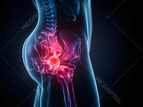 Hip pain pelvic joint pain hip joint inflammation hip socket anatomy hip anatomy hip xray glow pain concept spinal lower back