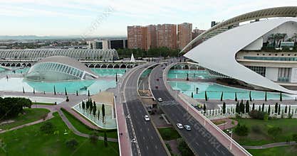 Aerial view of City of Arts and Sciences in Valencia, Spain