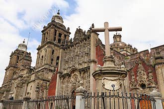 Cross with skulls in the Cathedral of mexico city 