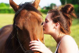 Girl Kissing Horse