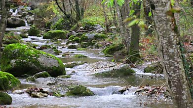 Mediterranean River Cascades in Autumn