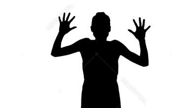 Angry woman shouting in black silhouette