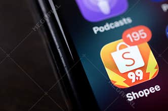 Klang, Malaysia: September 26th, 2026- Shopee App Notifications on Smartphone Showing Online Shopping and Ecommerce Activity
