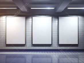 White blank billboard poster indoor