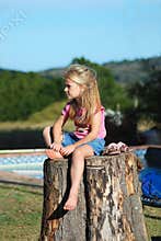 Sad little girl waiting
